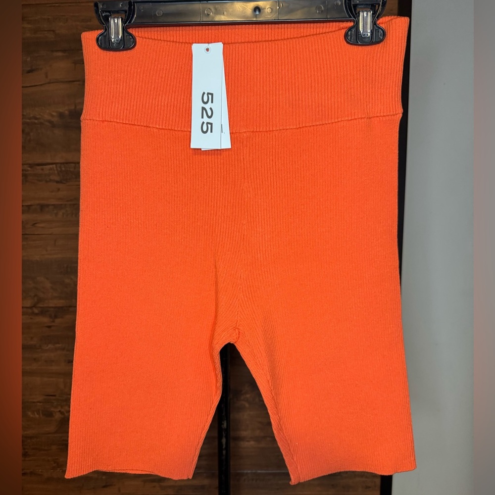 525 America Bright Orange Ribbed Bike Shorts